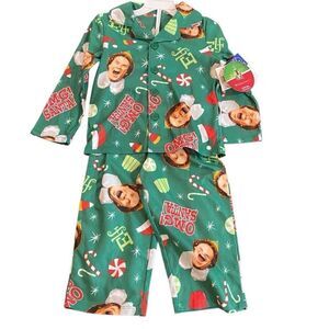 Elf NWT size 2T button up shirt and pant set green red